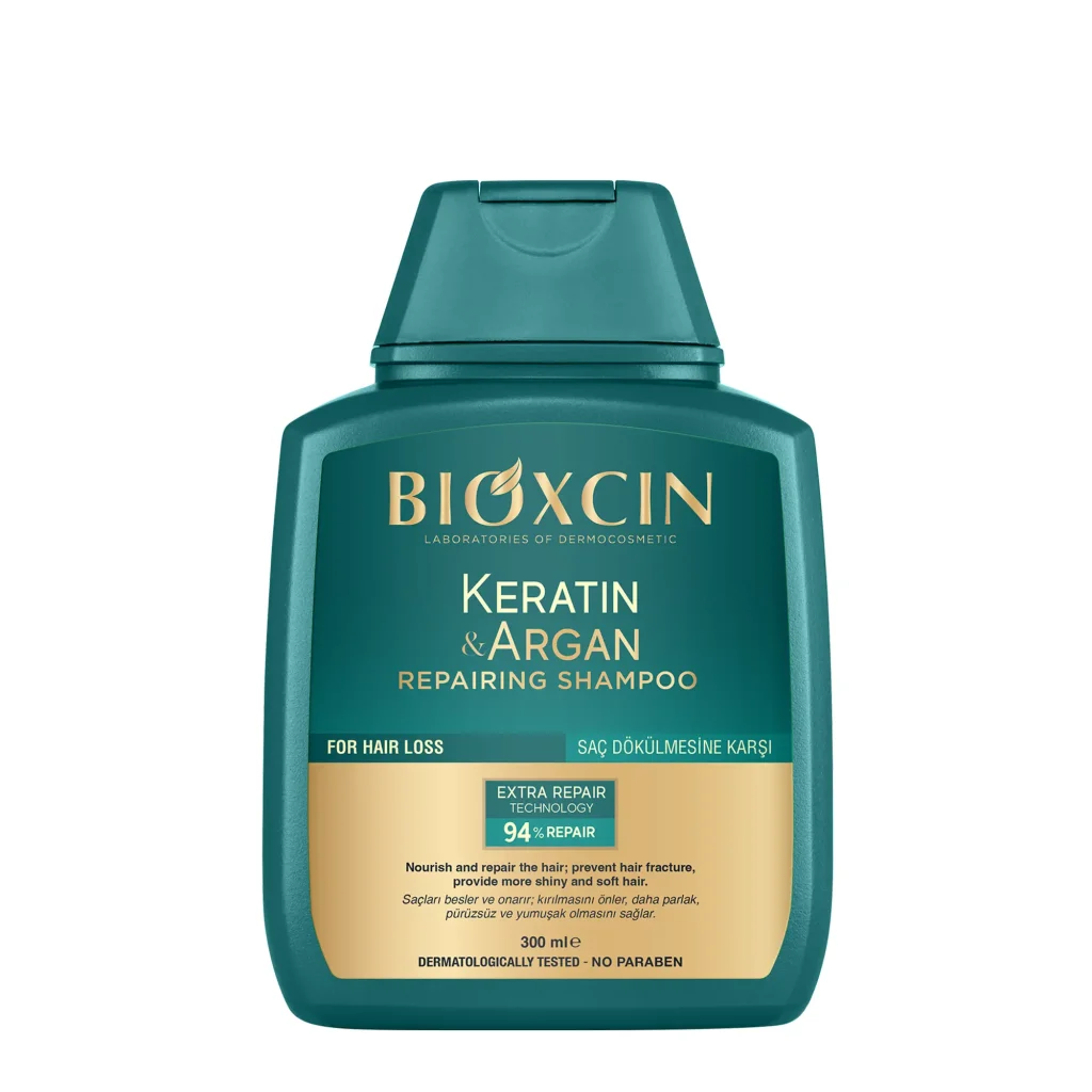 شامپو مو بیوکسین مدل کراتین و آرگان BIOXCIN KERATIN and ARGAN حجم 300 میلی لیتر