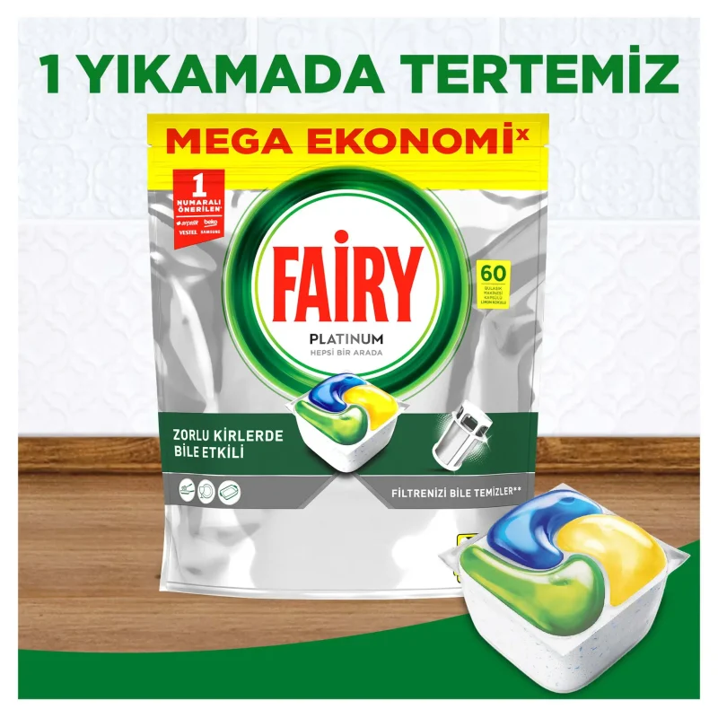 قرص ماشین ظرفشویی فیری پلاتینیوم FAIRY PLATINUM بسته 60 عددی - Image 3