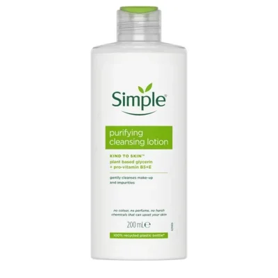 خرید و قیمت لوسیون پاک‌کننده و خالص‌کننده (شیر پاک کن) سیمپل Simple Purifying Cleansing Lotion حجم 200 میلی لیتر