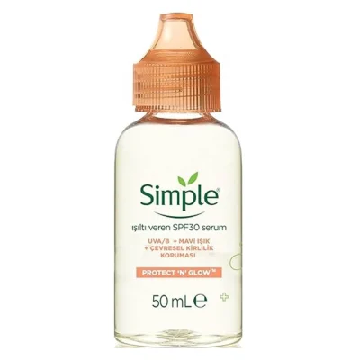 خرید و قیمت سرم جوان ساز و سرم روشن‌کننده سیمپل Simple protect 'N' glow حجم 50 میلی لیتر