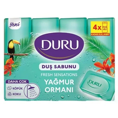 خرید و قیمت صابون حمام دورو رایحه جنگل های بارانی DURU YAĞMUR ORMANI بسته ۴ عددی (۶۰۰ گرم)