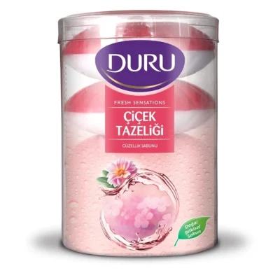 خرید و قیمت صابون حمام دورو لیوانی رایحه گل‌های بهاری DURU ÇİÇEK TAZÉLİĞİ بسته ۴ عددی (4۰۰ گرم)