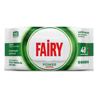 خرید و قیمت دستمال مرطوب سطوح چند منظوره فیری FAIRY POWER WIPES بسته 100 عددی