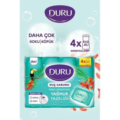 خرید و قیمت صابون حمام دورو رایحه جنگل های بارانی DURU YAĞMUR ORMANI بسته ۴ عددی (۶۰۰ گرم)