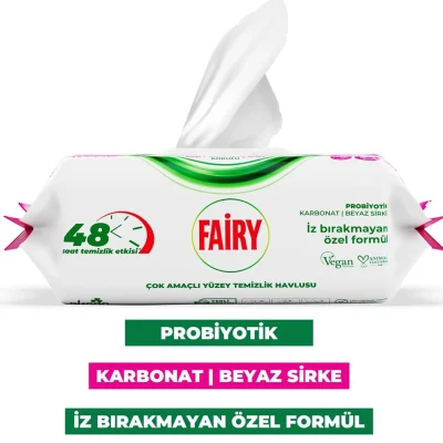خرید و قیمت دستمال مرطوب سطوح چند منظوره فیری رایحه گل لیلیوم FAIRY LİLYUM ÇİÇEĞİ KOKULUI بسته 100 عددی