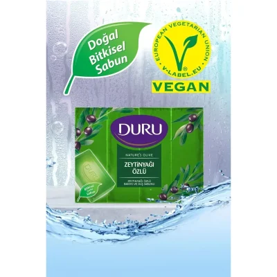 خرید و قیمت صابون حمام دورو رایحه روغن زیتون DURU ZEYTİNYAĞI ÖZLÜ بسته ۴ عددی (۶۰۰ گرم)