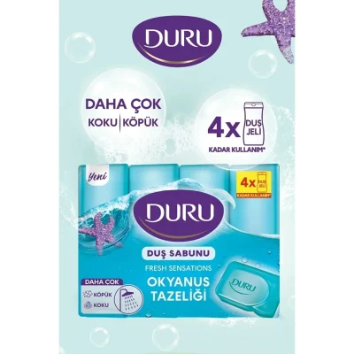 خرید و قیمت صابون حمام دورو رایحه اقیانوس DURU OKYANUS TAZELİĞİ بسته ۴ عددی (۶۰۰ گرم)