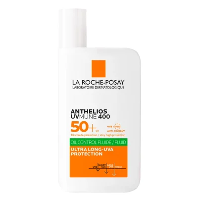کرم ضد آفتاب بی رنگ کنترل چربی فلوئیدی لاروش پوزای LA ROCHE POSAY ANTHELIOS UVMUNE 400 OIL CONTROL FLUID SPF50 حجم 50 میلی لیتر