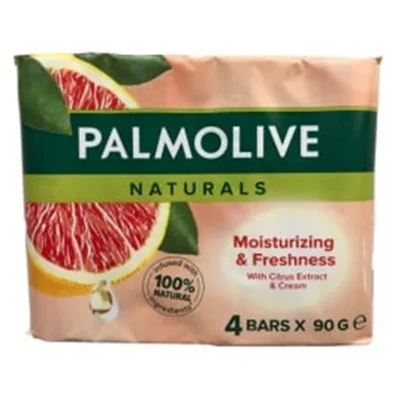 خرید و قیمت صابون حمام پالمولیو رایحه رطوبت رسانی و تازگی PALMOLIVE NATURAL Moisturizing & Freshness بسته ۴ عددی (360 گرم)