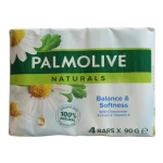 خرید و قیمت صابون حمام پالمولیو رایحه تعادل و نرمی PALMOLIVE NATURAL Balance & Softnes بسته ۴ عددی (360 گرم)