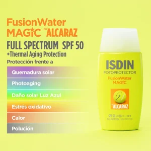 خرید و قیمت کرم ضدآفتاب فیوژن واتر مجیک آلکاراز ISDIN FUSION WATER MAGIC ALCARAZ SPF50 حجم 50 میلی لیتر