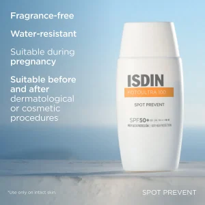 خرید و قیمت کرم ضد آفتاب ضد لک بی رنگ اسپات پریونت ایزدین Isdin Foto Ultra 100 Spot Prevent SPF50 حجم 50 میلی لیتر