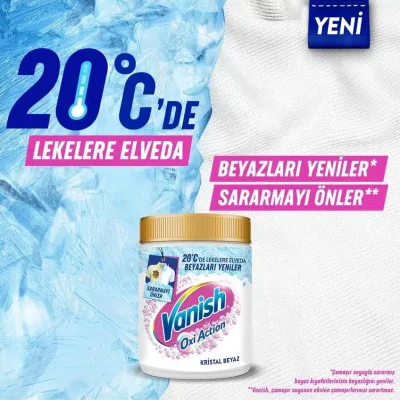 خرید و قیمت پودر لکه بر ونیش مخصوص لباس های سفید Vanish Oxi Action CRYSTAL WHITE وزن 480 گرم
