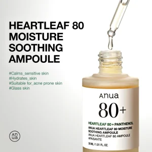 خرید و قیمت آمپول تسکین دهنده و مرطوب کننده حاوی عصاره هوتونیا کوردتا آنوا Anua Heartleaf ۸۰% Moisture Soothing Ampoule ۳۰ml حجم 30 میلی لیتر