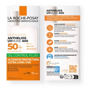 خرید و قیمت کرم ضد آفتاب بی رنگ کنترل چربی فلویید لاروش پوزای LA ROCHE POSAY ANTHELIOS UVMUNE 400 OIL CONTROL FLUID SPF50 حجم 50 میلی لیتر