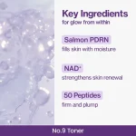 تونر پپتاید PDRN و NAD شماره ۹ درخشان تقویت کننده و ضد چروک نامبوزین numbuzin No.9NAD+ PDRN Glow Boosting Toner حجم 150 میلی لیتر - Image 9