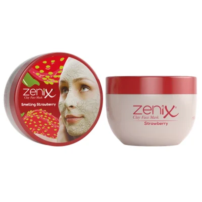 خرید و قیمت ماسک صورت خاک رس و توت فرنگی زنیکس zenix clay face mask strawberry وزن 350 گرم