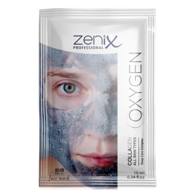 خرید و قیمت ماسک صورت فومی حاوی اکسیژن و کلاژن ساشه‌ای زنیکس zenix face care mask oxygen collagen sachets حجم 10 میلی لیتر