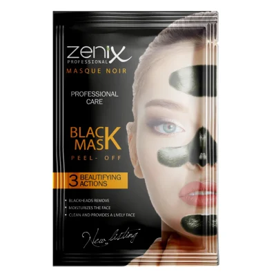 خرید و قیمت ماسک صورت زغالی لایه بردار ساشه‌ای زنیکس zenix peel off face mask black sachets وزن 15 گرم