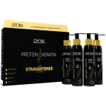 خرید و قیمت کیت مراقبتی و درمانی کراتین پروتئینه صاف کننده مو زنیکس zenix hair straightener protein keratin treatment care kit حجم 125*4 میلی لیتر