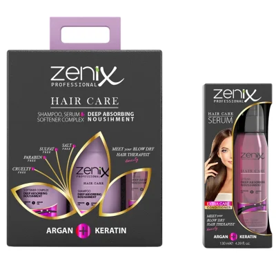 خرید و قیمت کیت مراقبت از مو و درمان مو با آرگان و کراتین زنیکس zenix hair care treatment argan keratin hair kit حجم 500+500+130 میلی لیتر