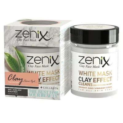 خرید و قیمت ماسک صورت خاک رس سری طبیعی سفید زنیکس zenix clay mask natural series white وزن 190 گرم