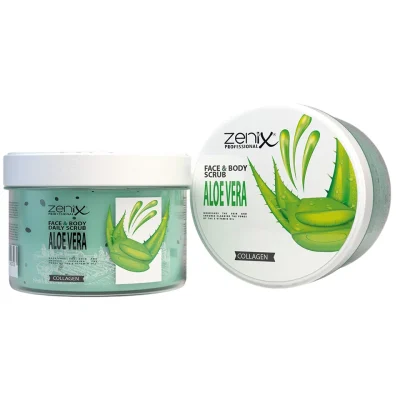 خرید و قیمت اسکراب صورت و بدن زنیکس رایحه آلوئه ورا zenix face skin care daily scrub aloe vera حجم 275 میلی لیتر