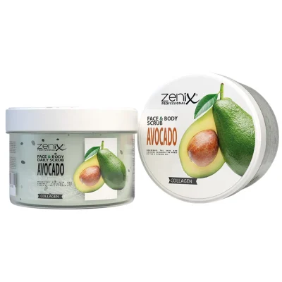 خرید و قیمت اسکراب صورت و بدن زنیکس رایحه آووکادو zenix face skin care daily scrub avocado حجم 275 میلی لیتر