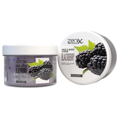 خرید و قیمت اسکراب صورت و بدن زنیکس رایحه بلک بری zenix face skin care daily scrub blackberry حجم 275 میلی لیتر