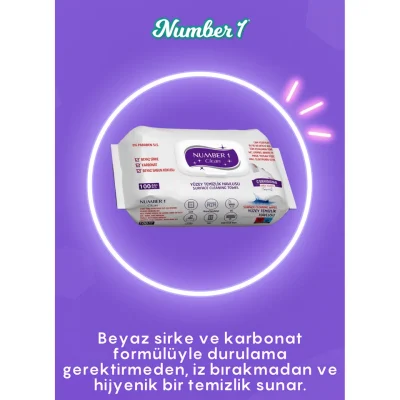 خرید و قیمت دستمال مرطوب سطوح چند منظوره نامبر وان NUMBER 1 بسته 100 عددی