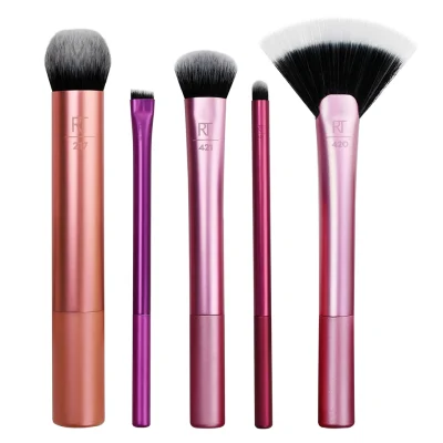 خرید و قیمت ست براش ۵ تیکه ریل تکنیک کرم پودر + کانتور + هایلایتر + رژگونه + خط چشم + رژ لب REAL TECHNIQUES artist essentials