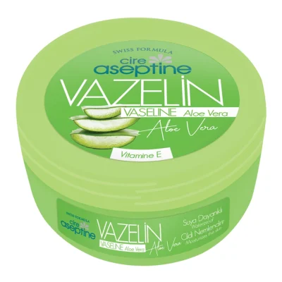 خرید و قیمت وازلین حاوی ویتامین E سیر آسپتین رایحه آلوئه ورا cire aseptine VASELINE Aloe Vera حجم 200 میلی لیتر