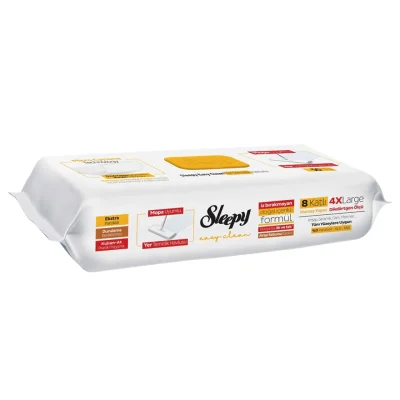 خرید و قیمت دستمال مرطوب طی چند منظوره اسلیپی رنگ زرد Sleepy mop uyumlu بسته 50 عددی