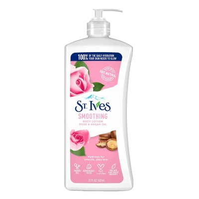 خرید و قیمت لوسین بدن گل رز و روغن آرگان سنت ایوز مدل صاف کننده St.Ives SMOOTHING BODY LOTION ROSE حجم 621 میلی لیتر