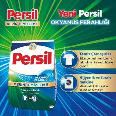 خزید و قیمت پودر ماشین لباسشویی پرسیل رایحه اقیانوس مخصوص لباس های سفید Persil DERİN TEMİZLEME OKYANUS FERAHLIĞI وزن 5 کیلو گرم