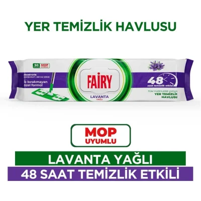خرید و قیمت دستمال مرطوب طی چند منظوره فیری رایحه لاوندر FAIRY mop uyumlu LAVANTA بسته 50 عددی