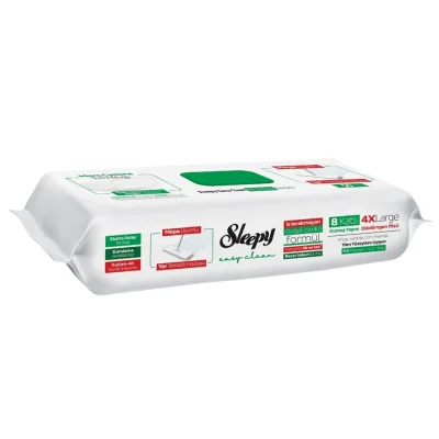 خرید و قیمت دستمال مرطوب طی چند منظوره اسلیپی رنگ سبز Sleepy mop uyumlu بسته 50 عددی