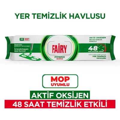 خرید و قیمت دستمال مرطوب طی چند منظوره فیری رایحه صابون سفید FAIRY mop uyumlu BEYAZ SABUN بسته 50 عددی
