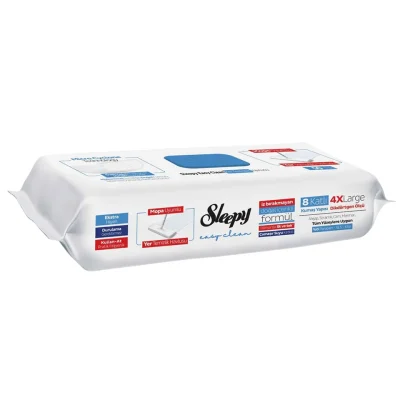 خرید و قیمت دستمال مرطوب طی چند منظوره اسلیپی رنگ آبی Sleepy mop uyumlu بسته 50 عددی