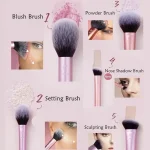 ست براش ۵ تیکه ریل تکنیک رژگونه، هایلایتر، کرم پودر، کانتور و سایه بینی REAL TECHNIQUES face essentials - Image 3