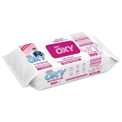 خرید و قیمت دستمال مرطوب سطوح چند منظوره مستر اوکسی رایحه شکوفه های گیلاس MR.OXY Kiraz Çiçekleri بسته 100 عددی