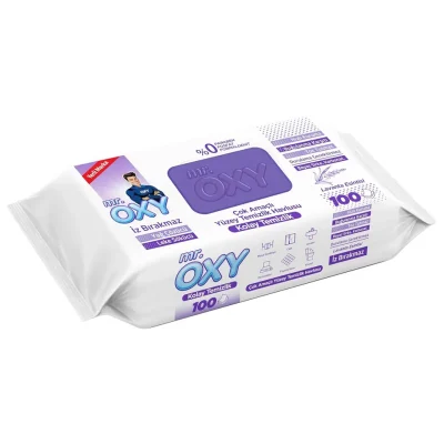خرید و قیمت دستمال مرطوب سطوح چند منظوره مستر اوکسی رایحه لاوندر MR.OXY LAVANTA بسته 100 عددی