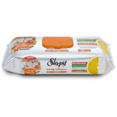 خرید و قیمت دستمال آشپزخانه اسلیپی رایحه پرتقال Sleepy Easy Clean portakal بسته 50 عددی