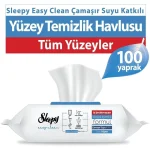 خرید و قیمت دستمال مرطوب سطوح چند منظوره اسلیپی رایحه اقیانوس Sleepy Easy Clean Yüzey Temizlik Havlusu بسته 100 عددی