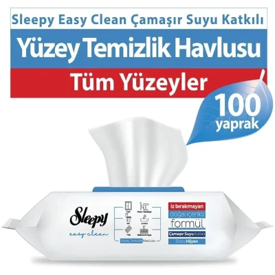 خرید و قیمت دستمال مرطوب سطوح چند منظوره اسلیپی رایحه اقیانوس Sleepy Easy Clean Yüzey Temizlik Havlusu بسته 100 عددی