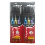 مسواک کلگیت زغالی۳ قلو فرچه مدیوم مدل سوپر بلک کلین Colgate Super Black Clean - Image 3