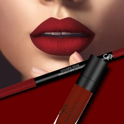 خرید و قیمت کیت رژ لب مایع ۲۴ ساعته +مداد گلدن رز (SCARLET RED) GOLDEN ROSE matte lip kit