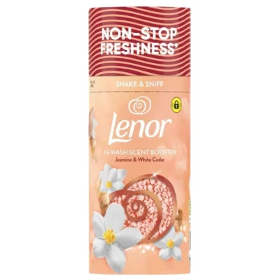 خرید و قیمت بوستر خوشبو کننده لباس لنور رایحه یاس و سدر سفید Lenor IN-WASH SCENT BOOSTER وزن 155 گرم