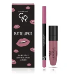 خرید و قیمت کیت رژ لب مایع ۲۴ ساعته +مداد گلدن رز (BLUSH PINK) GOLDEN ROSE matte lip kit