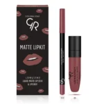 خرید و قیمت کیت رژ لب مایع ۲۴ ساعته +مداد گلدن رز (ROSE TAUPE) GOLDEN ROSE matte lip kit
